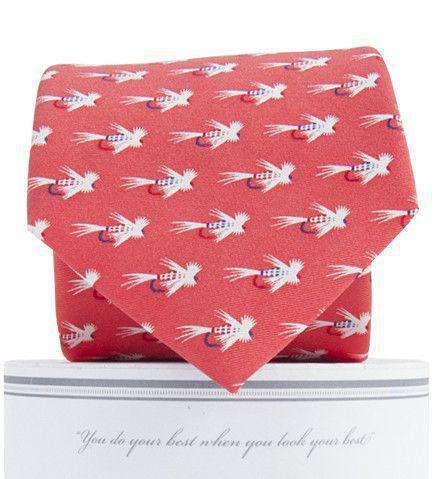 Flies Neck Tie in Salmon by Collared Greens - Country Club Prep