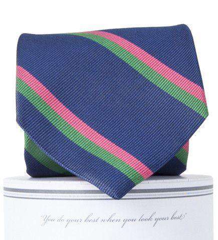 George Neck Tie in Navy and Pink by Collared Greens - Country Club Prep