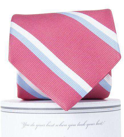 George Neck Tie in Pink and Carolina Blue by Collared Greens - Country Club Prep