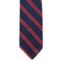 Grenadine Neck Tie in Navy with Red Stripes by Res Ipsa - Country Club Prep