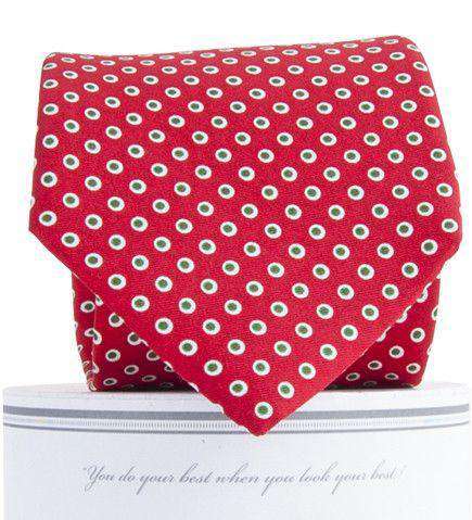 Holiday Dots Tie in Red by Collared Greens - Country Club Prep