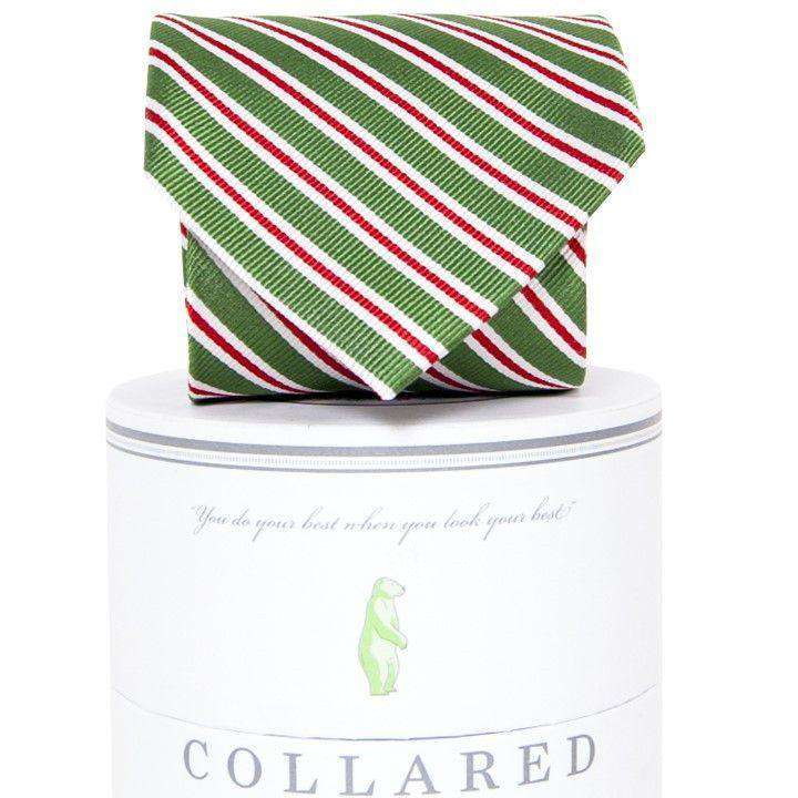 Holiday Stripes Tie in Green by Collared Greens - Country Club Prep