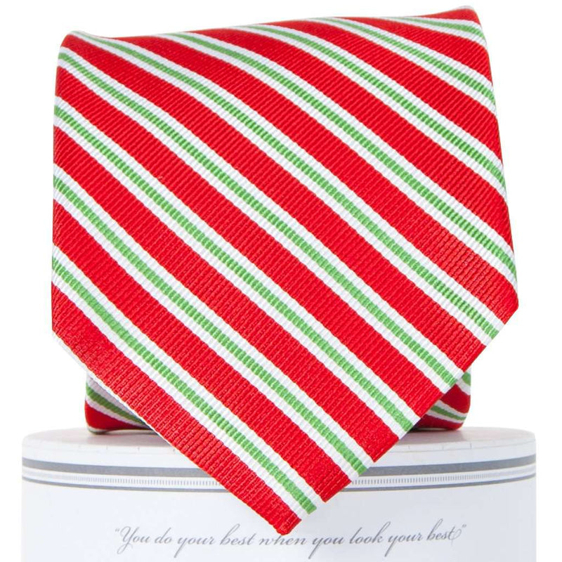 Holiday Stripes Tie in Red by Collared Greens - Country Club Prep
