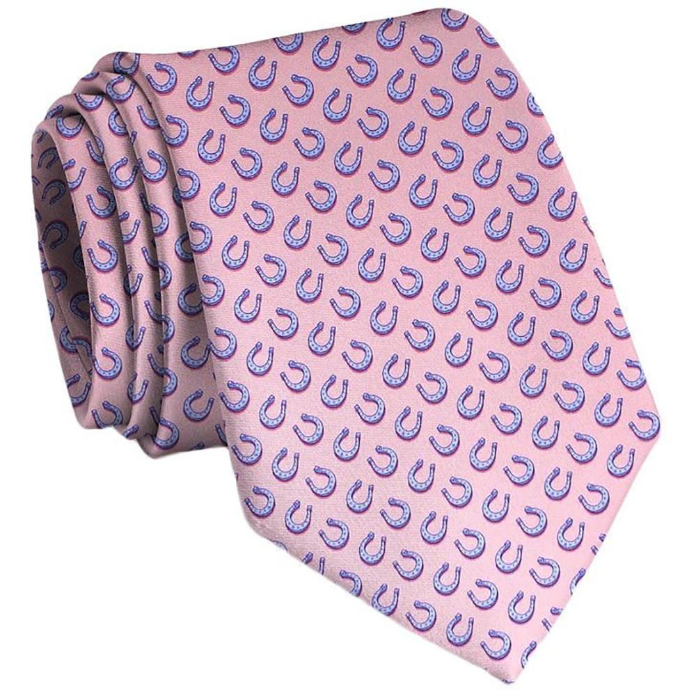 Horseshoe Heaven Neck Tie in Pink by Bird Dog Bay - Country Club Prep