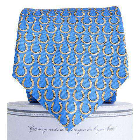 Horseshoe Tie in Blue by Collared Greens - Country Club Prep