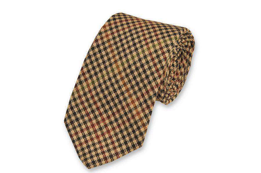 Hunter Guncheck Necktie in Tan by High Cotton - Country Club Prep