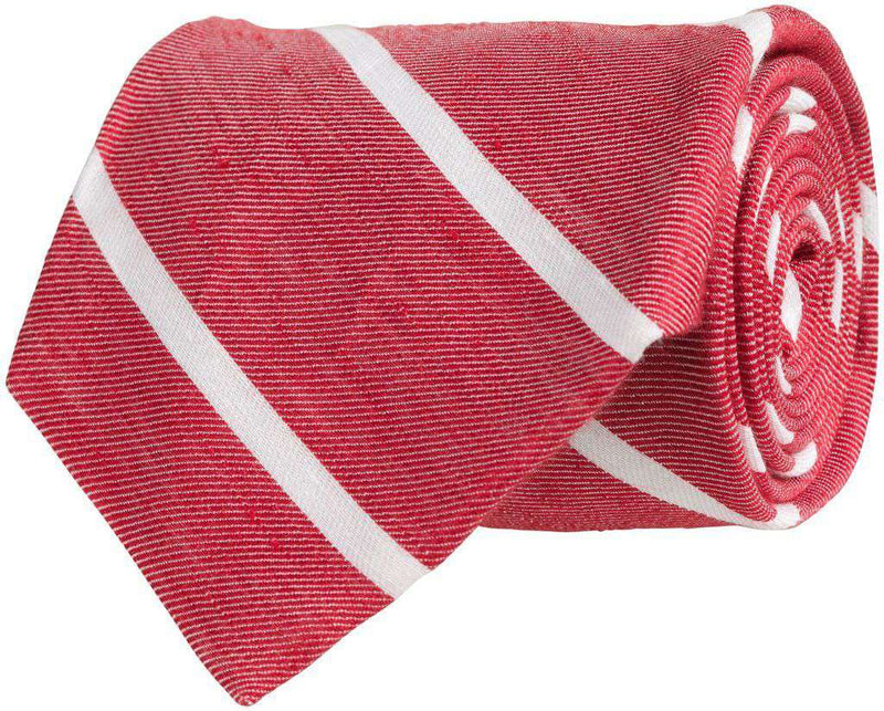 Linen Stripe Tie in Red by Southern Proper - Country Club Prep