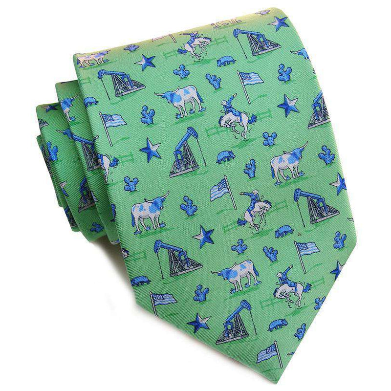 Lone Star State Neck Tie in Mint by Bird Dog Bay - Country Club Prep