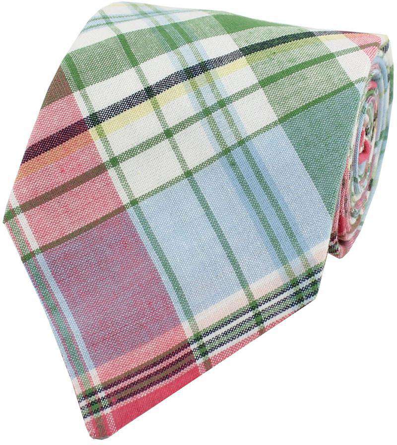 Madras Plaid Tie in Wasque by Just Madras - Country Club Prep