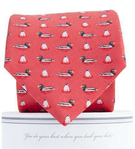 Mallard Neck Tie in Salmon by Collared Greens - Country Club Prep