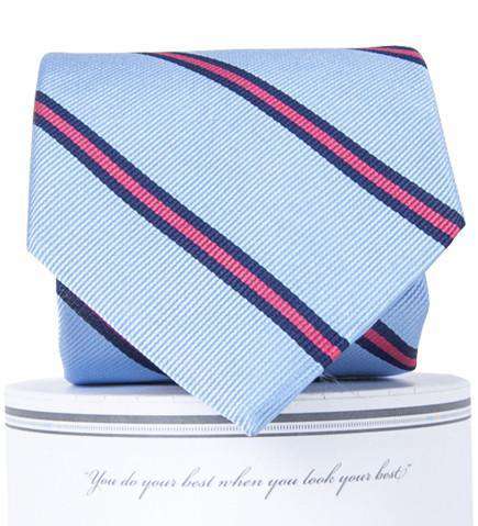Martin Neck Tie in Carolina Blue and Pink by Collared Greens - Country Club Prep