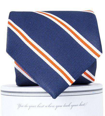 Martin Neck Tie in Navy and Orange by Collared Greens - Country Club Prep