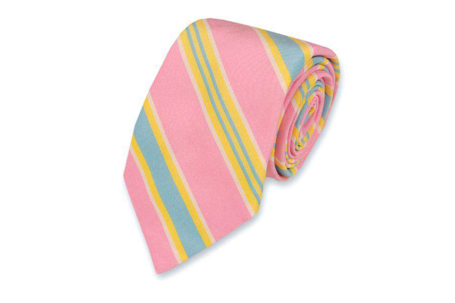 Maybank Stripe Necktie in Pink by High Cotton - Country Club Prep