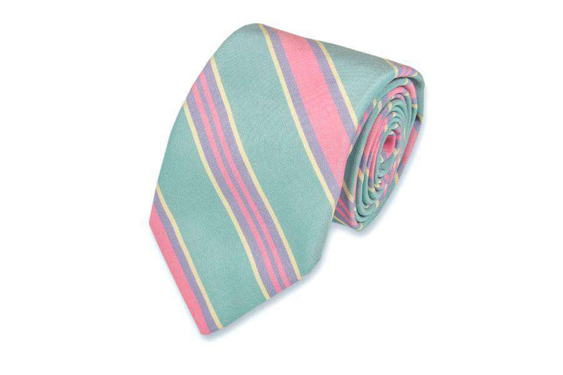 Maybank Stripe Necktie in Teal by High Cotton - Country Club Prep