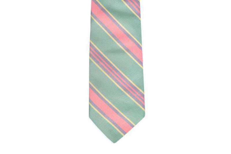 Maybank Stripe Necktie in Teal by High Cotton - Country Club Prep