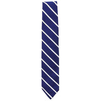 Mogador Neck Tie in Navy with Silver Stripes by Res Ipsa - Country Club Prep