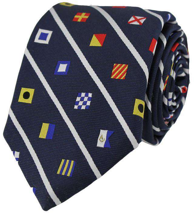 Nautical Signal Flag Neck Tie in Navy by Anchored Style - Country Club Prep
