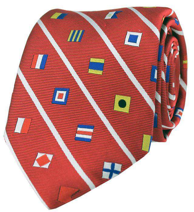 Nautical Signal Flag Neck Tie in Red by Anchored Style - Country Club Prep