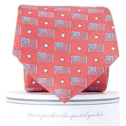 Old Glory Tie in Salmon Red by Collared Greens - Country Club Prep