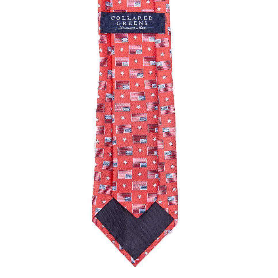 Old Glory Tie in Salmon Red by Collared Greens - Country Club Prep