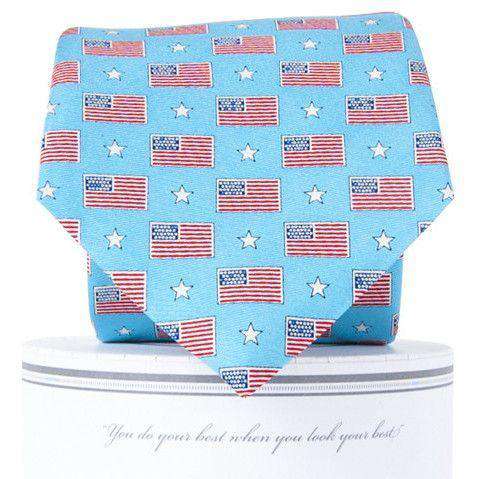 Old Glory Tie in Sky Blue by Collared Greens - Country Club Prep