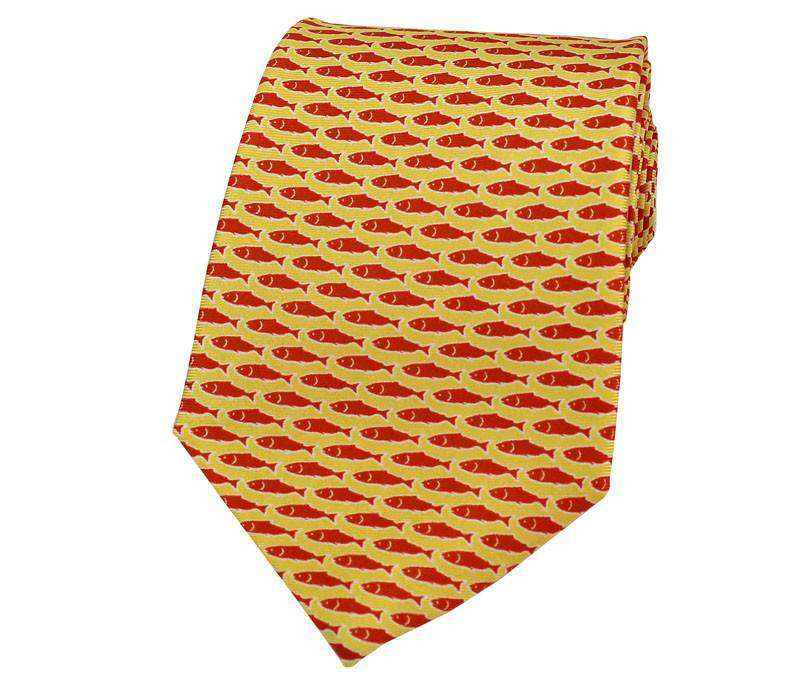 Original Fish Tie in Yellow with Orange Fish by Salmon Cove - Country Club Prep