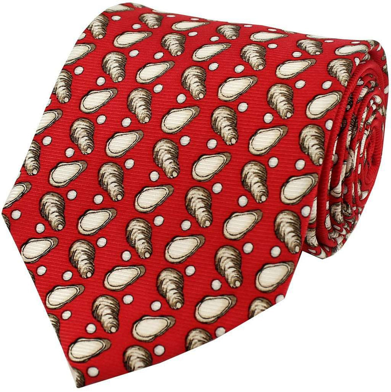 Oyster Tie in Red by Southern Proper - Country Club Prep