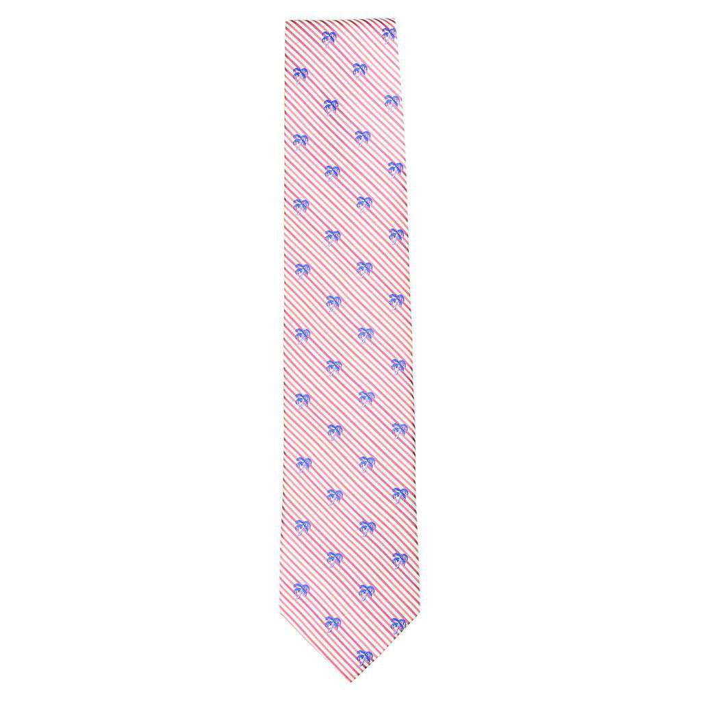 Palm Tree Seersucker Neck Tie in Pink Coral by Southern Tide - Country Club Prep