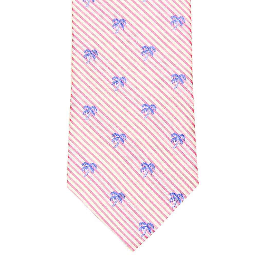 Palm Tree Seersucker Neck Tie in Pink Coral by Southern Tide - Country Club Prep