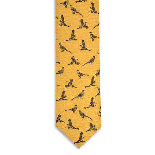 Pheasant Neck Tie in Gold by High Cotton - Country Club Prep