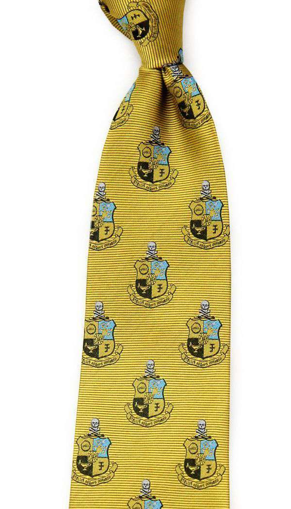 Phi Kappa Sigma Neck Tie in Gold by Dogwood Black - Country Club Prep