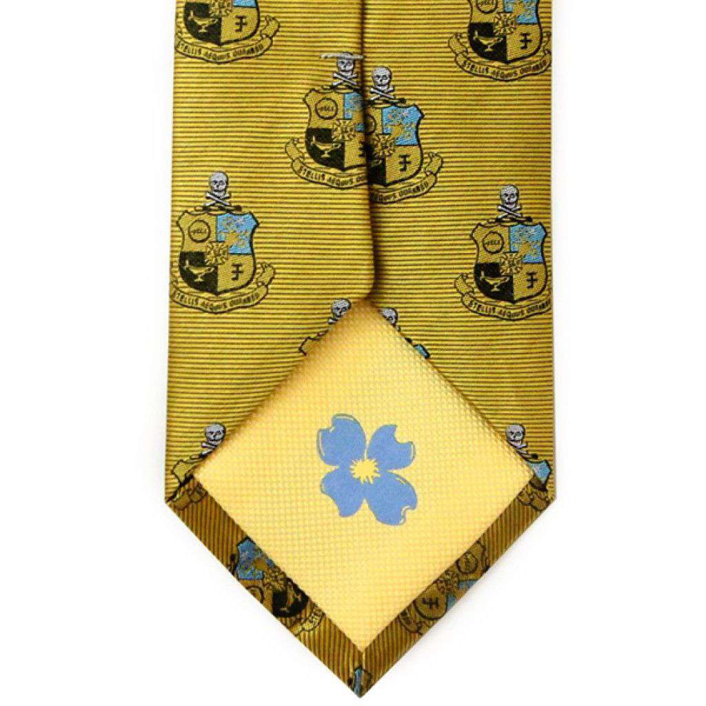 Phi Kappa Sigma Neck Tie in Gold by Dogwood Black - Country Club Prep