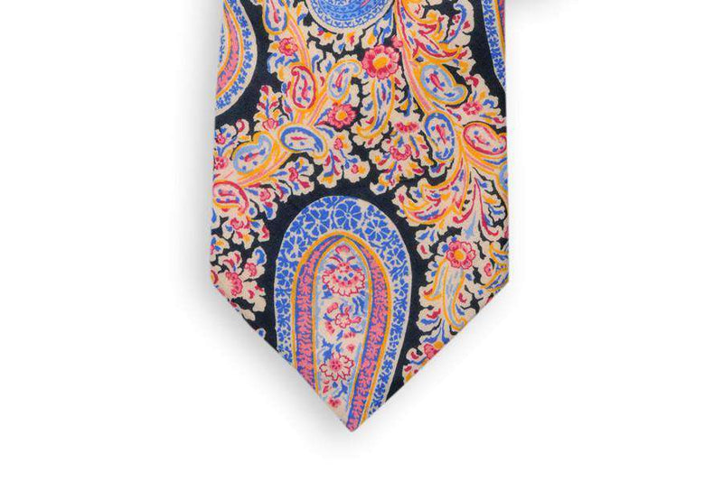 Pimm's Paisley Necktie in Navy Paisley by High Cotton - Country Club Prep
