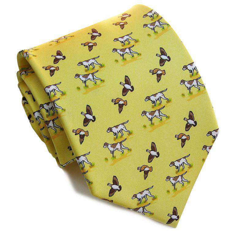 Quail Hunt Neck Tie in Yellow by Bird Dog Bay - Country Club Prep