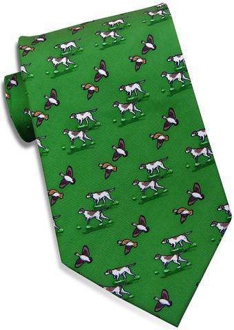 Quail Hunt Tie in Green by Bird Dog Bay - Country Club Prep