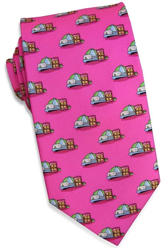 Race Day Refreshments Neck Tie in Fuchsia by Bird Dog Bay - Country Club Prep