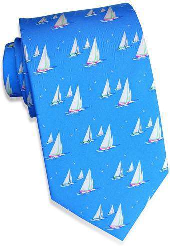 Sail Away Tie in Blue by Bird Dog Bay - Country Club Prep