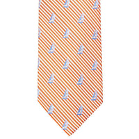 Sailboat Seersucker Neck Tie in Island Orange by Southern Tide - Country Club Prep