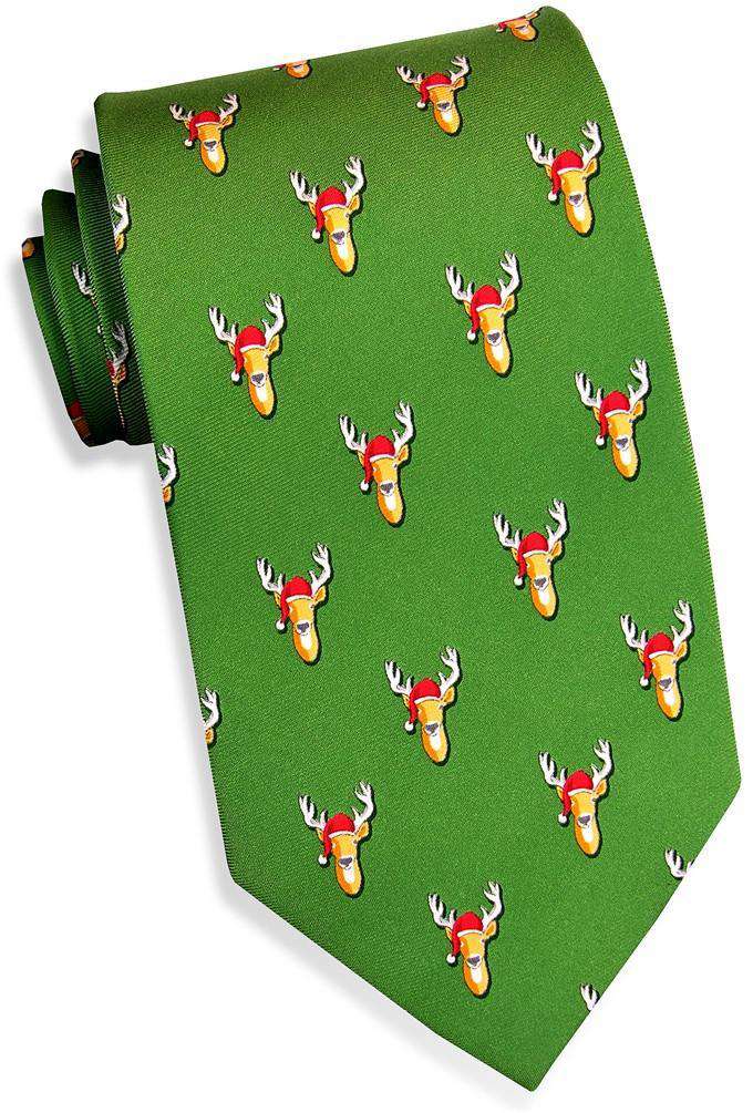 Santa Stags Tie in Green by Bird Dog Bay - Country Club Prep