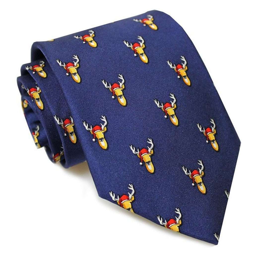 Santa Stags Tie in Navy by Bird Dog Bay - Country Club Prep
