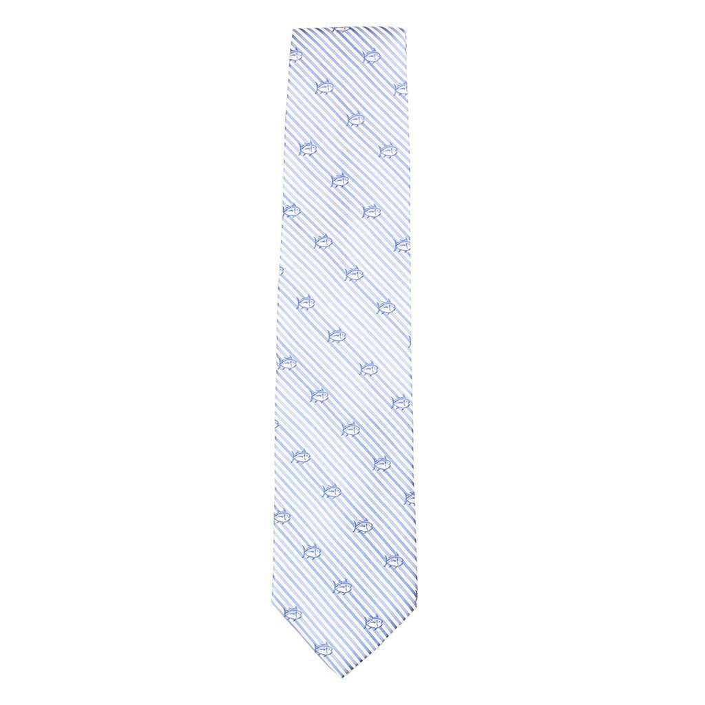 Seersucker Skipjack Neck Tie in Ocean Channel by Southern Tide - Country Club Prep