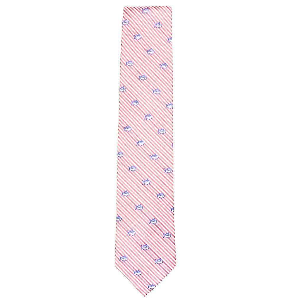 Seersucker Skipjack Neck Tie in Pink Coral by Southern Tide - Country Club Prep