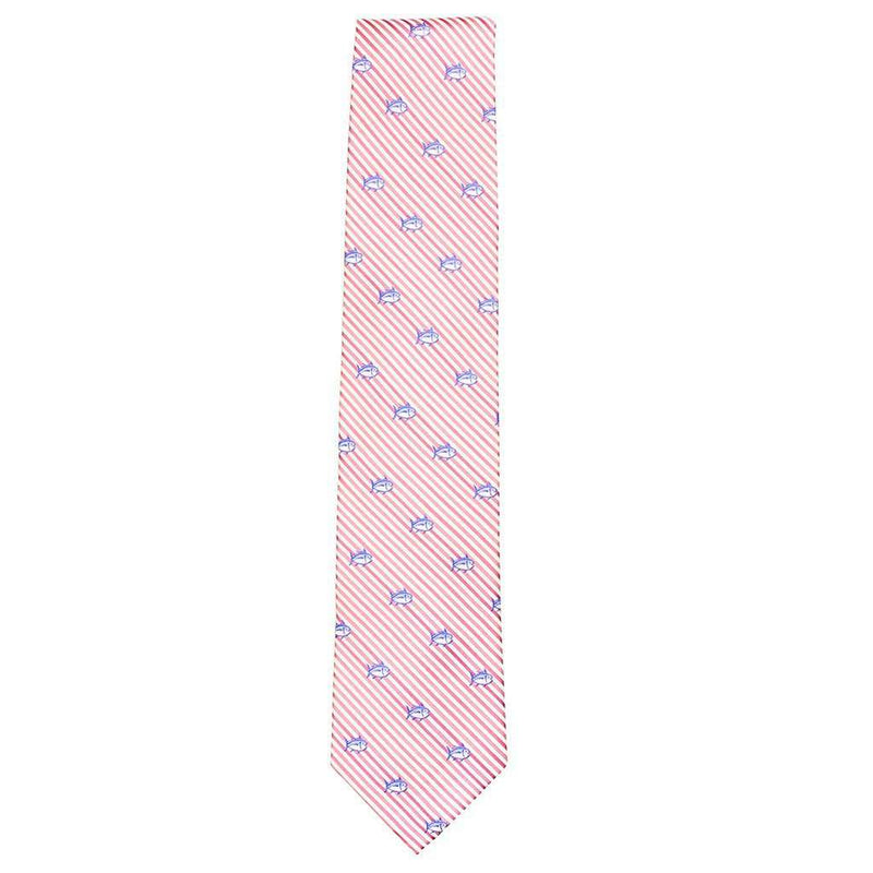 Seersucker Skipjack Neck Tie in Pink Coral by Southern Tide - Country Club Prep