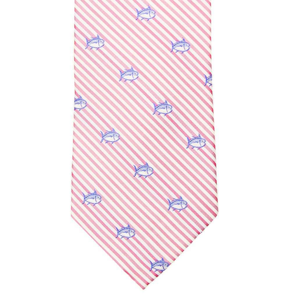 Seersucker Skipjack Neck Tie in Pink Coral by Southern Tide - Country Club Prep