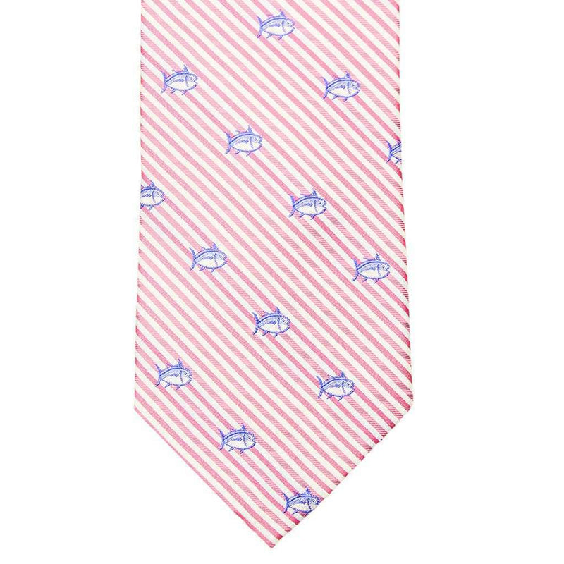 Seersucker Skipjack Neck Tie in Pink Coral by Southern Tide - Country Club Prep