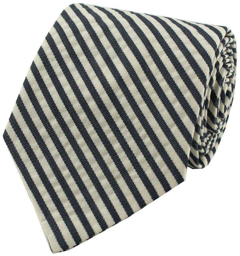 Seersucker Tie in Wide Grey by Just Madras - Country Club Prep