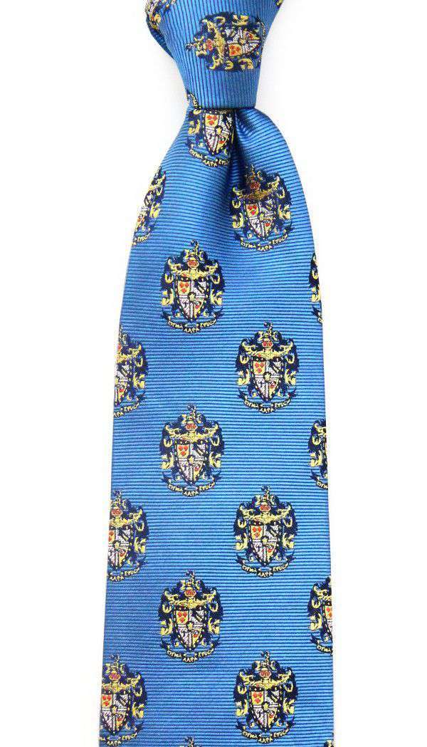 Sigma Alpha Epsilon Neck Tie in Blue by Dogwood Black - Country Club Prep