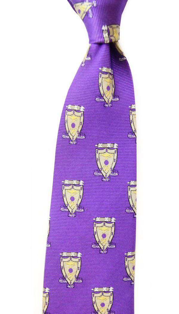 Sigma Alpha Mu Neck Tie in Purple by Dogwood Black - Country Club Prep