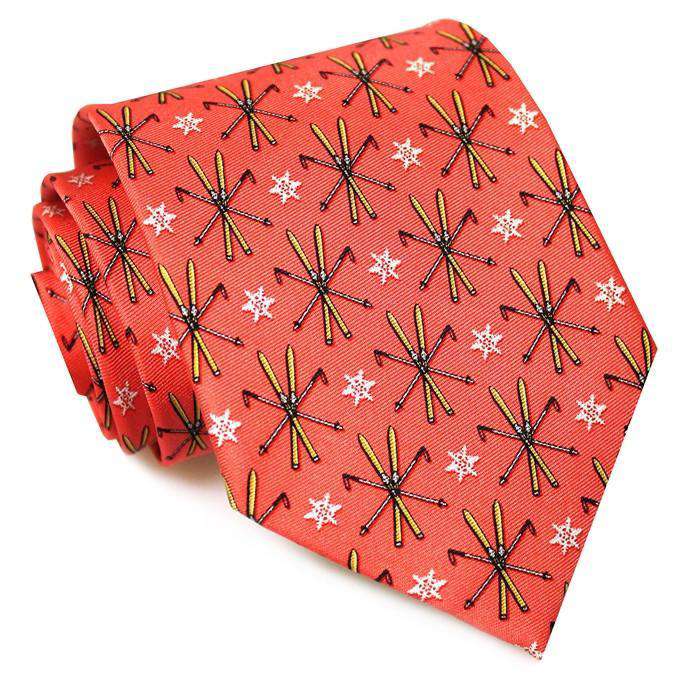 Ski School Necktie in Coral by Bird Dog Bay - Country Club Prep