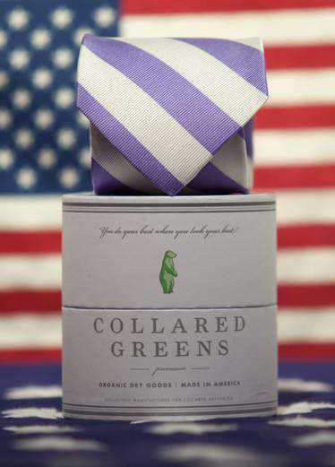 Skippers Tie in Purple and White by Collared Greens - Country Club Prep